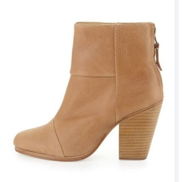 RAG&BONE Ankle Boots Leather Tan Brown Block Heel Newbury